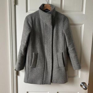 J. Crew Gray Zip Pea Coat, 0 Petite